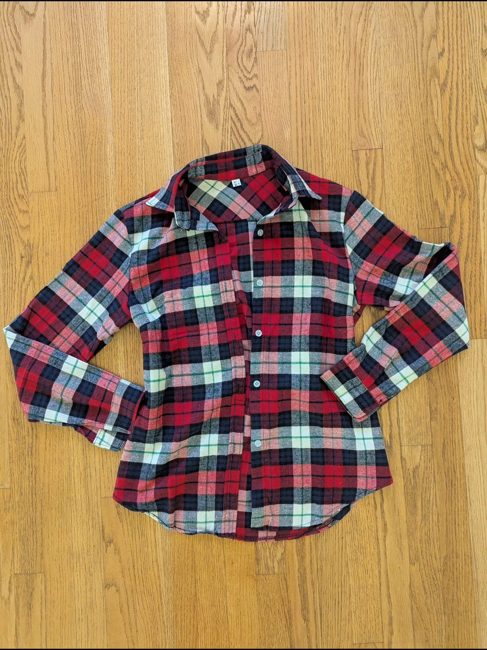 Women’s Red Plaid Button-Down Shirt